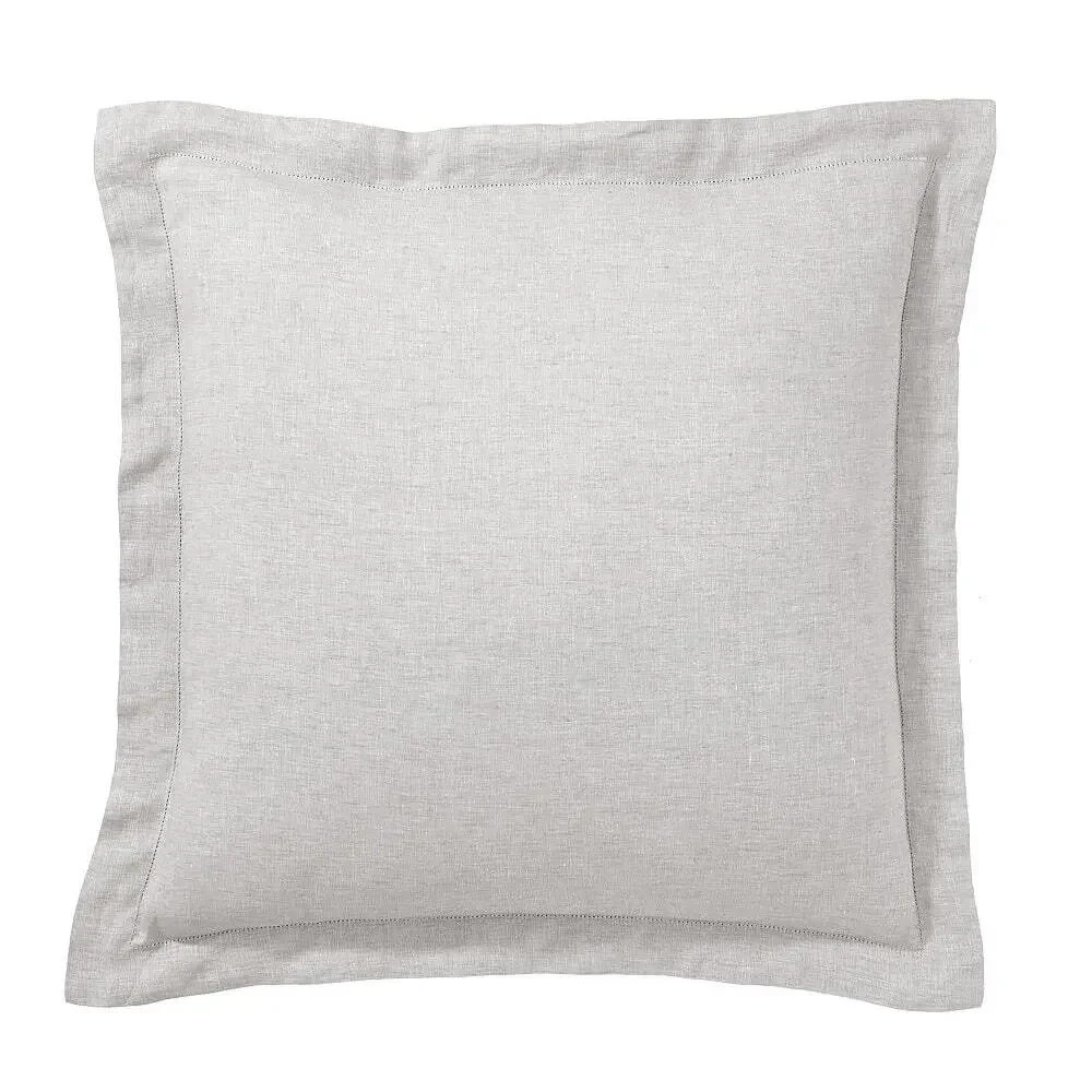 Pottery Barn Belgian Flax Linen 1 Euro Sham Hemstitch Solid Soft Gray NEW